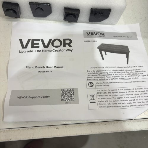 VEVOR PIANO BENCH WITH STORAGE COMPARTMENT - 29.5" X 14" X 19" - BLACK image 2
