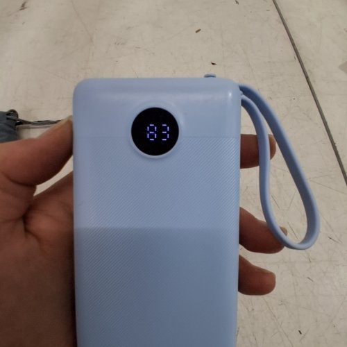 VRURC ULTRA-SLIM PORTABLE CHARGER WITH BUILT-IN CABLES AND LED DISPLAY - USB-C, LIGHTNING, USB-A, AND MICRO USB - 10000 MAH - LIGHT BLUE (MODEL: T1116) image 2
