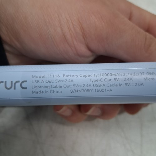 VRURC ULTRA-SLIM PORTABLE CHARGER WITH BUILT-IN CABLES AND LED DISPLAY - USB-C, LIGHTNING, USB-A, AND MICRO USB - 10000 MAH - LIGHT BLUE (MODEL: T1116) image 3
