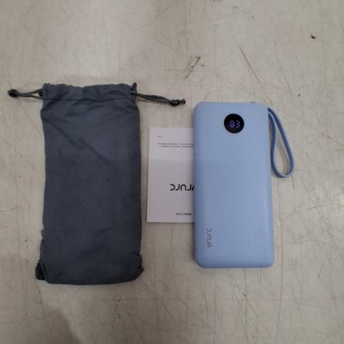 VRURC ULTRA-SLIM PORTABLE CHARGER WITH BUILT-IN CABLES AND LED DISPLAY - USB-C, LIGHTNING, USB-A, AND MICRO USB - 10000 MAH - LIGHT BLUE (MODEL: T1116) image 4