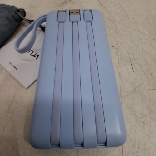VRURC ULTRA-SLIM PORTABLE CHARGER WITH BUILT-IN CABLES AND LED DISPLAY - USB-C, LIGHTNING, USB-A, AND MICRO USB - 10000 MAH - LIGHT BLUE (MODEL: T1116) image 5