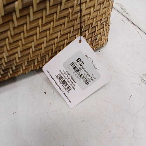 HEARTH & HAND NATURAL WOVEN STORAGE BASKET WITH LID - 14.4" X 6" X 8.4" - NATURAL (STYLE: T1288) image 2