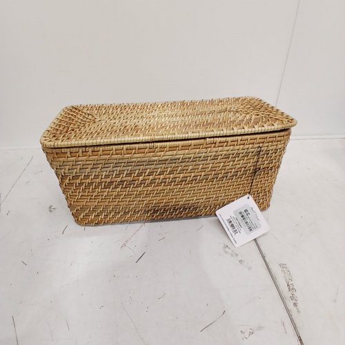HEARTH & HAND NATURAL WOVEN STORAGE BASKET WITH LID - 14.4" X 6" X 8.4" - NATURAL (STYLE: T1288) image 3