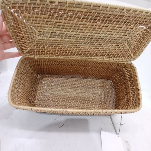 HEARTH & HAND NATURAL WOVEN STORAGE BASKET WITH LID - 14.4" X 6" X 8.4" - NATURAL (STYLE: T1288) image 4
