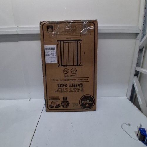 REGALO EASY-STEP METAL WALK-THROUGH PRESSURE MOUNT SAFETY GATE - 30"X29"-38.5" - WHITE (MODEL#: 1160 DS) image 3