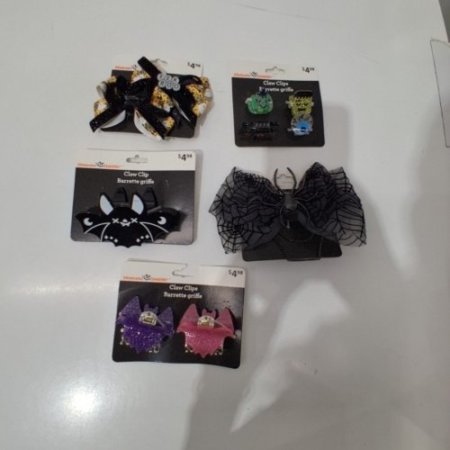 5PC ASSORTED HALLOWEEN HAIR CLIPS AND BOWS - ASSORTED image 2