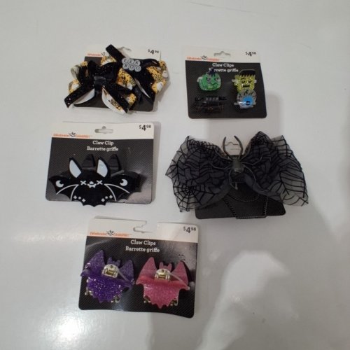 5PC ASSORTED HALLOWEEN HAIR CLIPS AND BOWS - ASSORTED image 3