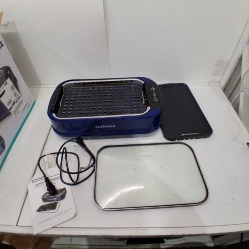 CUSIMAX ELECTRIC PORTABLE INDOOR SMOKELESS GRILL WITH 13.8" X 8" COOKING SURFACE - 1500W - BLUE (MODEL: CMRG-200) image 3