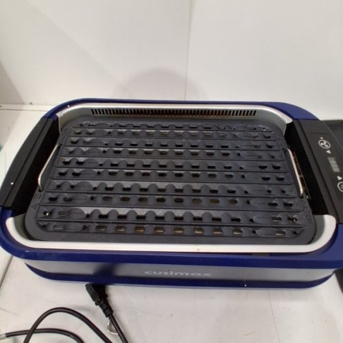 CUSIMAX ELECTRIC PORTABLE INDOOR SMOKELESS GRILL WITH 13.8" X 8" COOKING SURFACE - 1500W - BLUE (MODEL: CMRG-200) image 6