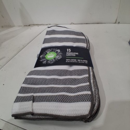 14PK KITCHEN WORKS STRIPED COTTON DISHCLOTHS - 14" X 14" - GRAY AND WHITE (ITEM: 7700100) image 3
