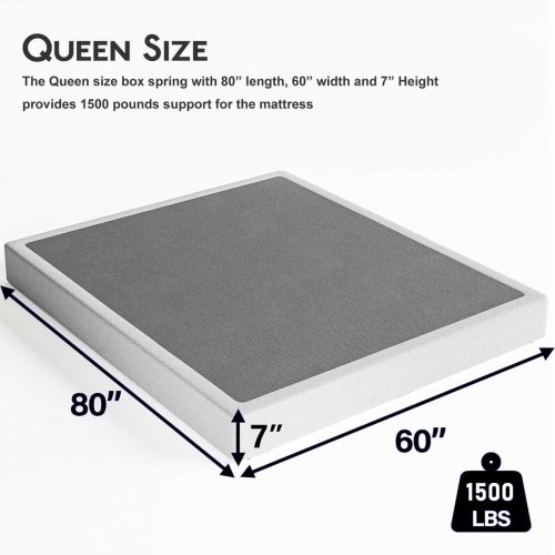 ULIESC EASY ASSEMBLY METAL BOX SPRING QUEEN WITH FABRIC COVER - QUEEN / 7" - BLACK (MODEL: XBS2504-7) image 2