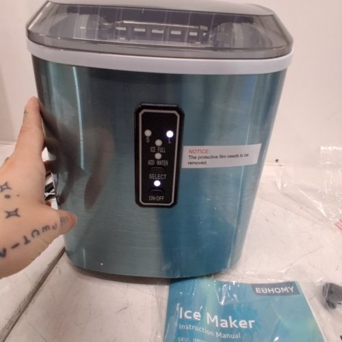 EUHOMY COUNTERTOP ICE MAKER WITH CARRY HANDLE, BASKET & SCOOP - MAKES 26LB PER DAY - GREY(MODEL: IM008-BSI-USEH) image 2
