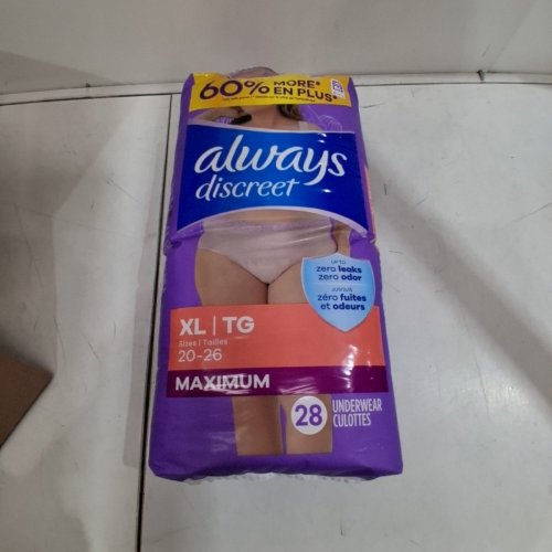 28PK WOMENS ALWAYS DISCREET INCONTINENCE UNDERWEAR - MAXIMUM ABSORBENCY - EXTRA LARGE image 2