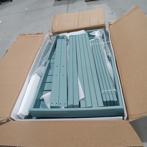 HDPE TALL ADIRONDACK CHAIR SET WITH DOUBLE CONNECTING TRAYS - 28.5" X 22" X 48" - ARUBA BLUE image 2