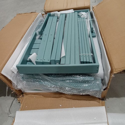HDPE TALL ADIRONDACK CHAIR SET WITH DOUBLE CONNECTING TRAYS - 28.5" X 22" X 48" - ARUBA BLUE image 3