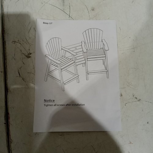 HDPE TALL ADIRONDACK CHAIR SET WITH DOUBLE CONNECTING TRAYS - 28.5" X 22" X 48" - ARUBA BLUE image 5