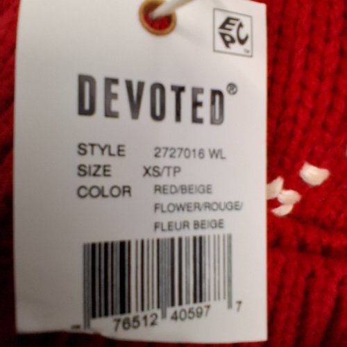 WOMEN'S DEVOTED EMBROIDERED CREW NECK SWEATER - EXTRA SMALL - RED / BEIGE FLOWER (STYLE: 2727016 WL) image 2