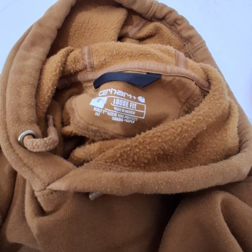 UNISEX CARHARTT FLEECE PULLOVER HOODIE - SMALL - BROWN image 2