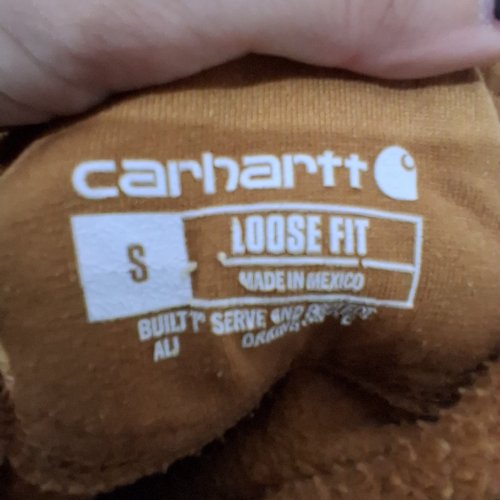 UNISEX CARHARTT FLEECE PULLOVER HOODIE - SMALL - BROWN image 3