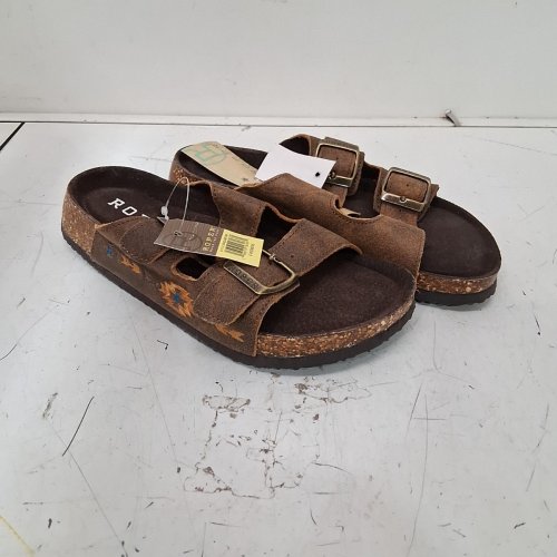 WOMEN'S ROPER TWO STRAP FOOTBED AZTEC STITCH DELILAH TAN SANDAL - 6 - TAN (MODEL: 09-021-0607-3424) image 3