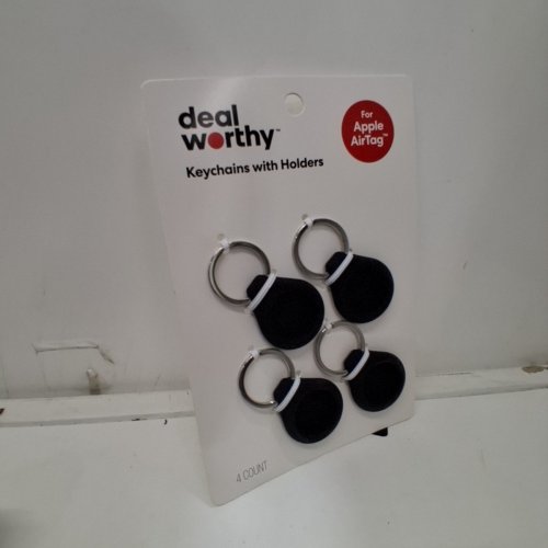 4PK DEALWORTHY KEY CHAINS WITH AIR TAG HOLDERS - FOR APPLE AIRTAG - BLACK/SILVER image 2