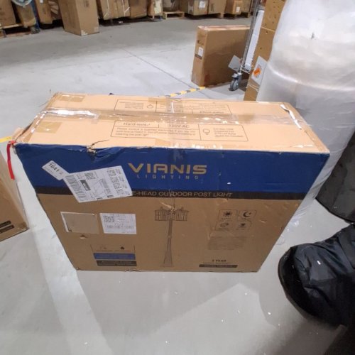 VIANIS 3-HEAD OUTDOOR LAMP POST LIGHT WITH OUTLET - 6.5ft - BLACK (MODEL:V86473E.BK) image 4