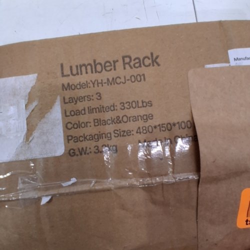 3-TIER LUMBER STORAGE RACK - 100LB CAPACITY/TIER - 16.1" X 17.2" - ORANGE/BLACK (MODEL: YH-MCJ-001) image 2