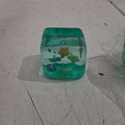 3 OCEAN-THEME SQUISHY SENSORY CUBES - 2" X 2" - TRANSLUCENT TEAL image 2