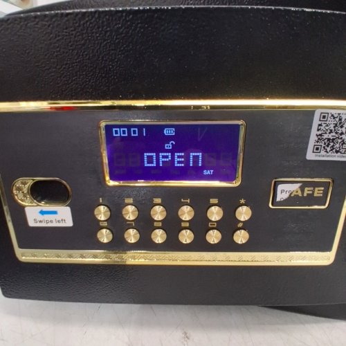 SAFE SECURITY BOX WITH LCD DISPLAY AND BUILT IN ALARM SYSTEM - 12'' X 18'' X 12" - BLACK/GOLD image 2