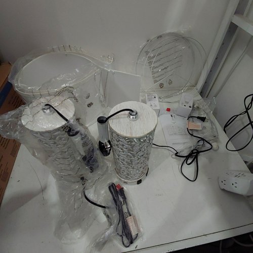 2PK CINKEDA WINTAGE FARMHOUSE TOUCH CONTROL WITH 2 USB PORTS & AC OUTLET TABLE LAMPS - WHITE (MODEL: TD-CK-204) image 4