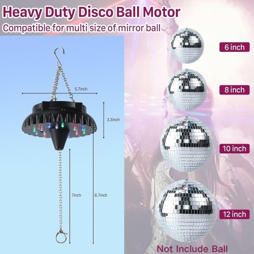 HANGING LED DISCO BALL MOTOR WITH REMOTE - BLACK image 2