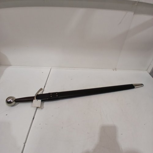 2PC COLD STEEL BATTLE-READY NORMAN SWORD WITH DOUBLE-EDGED BLADE & SCABBARD *SHARPENED * - 39" - BLACK / SILVER image 2