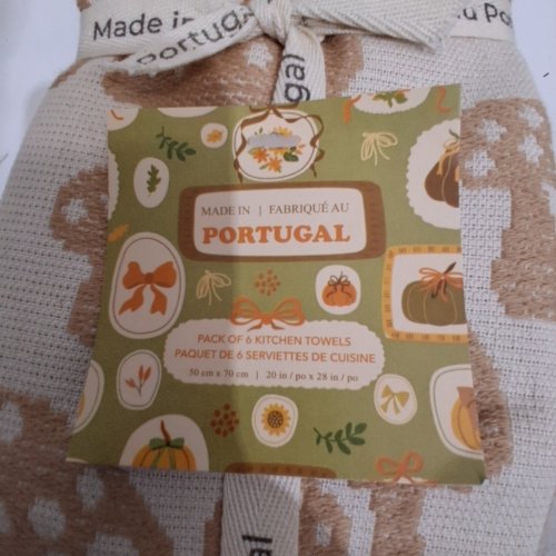 6PK MADE IN PORTUGAL KITCHEN TOWELS - 20" X 28" - BIEGE/BROWN (MODEL: 3400770) image 4