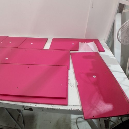 LEYAOYAO WOODEN 5 CUBE BOOKSHELF- 38" - HOT PINK image 4