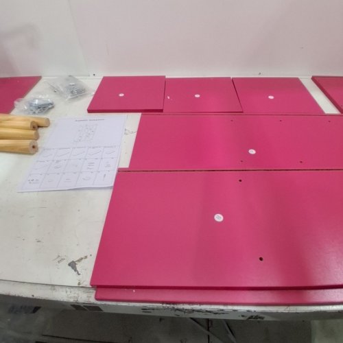LEYAOYAO WOODEN 5 CUBE BOOKSHELF- 38" - HOT PINK image 5