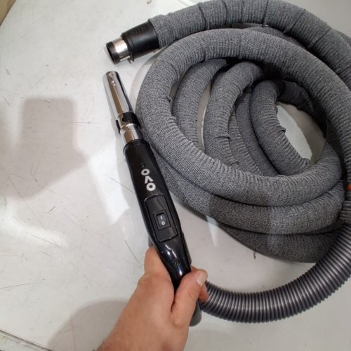 OVO 35FT UNIVERSAL CENTRAL VACUUM HOSE - HOSE FITS MOST INLETS - BLACK/GREY image 3