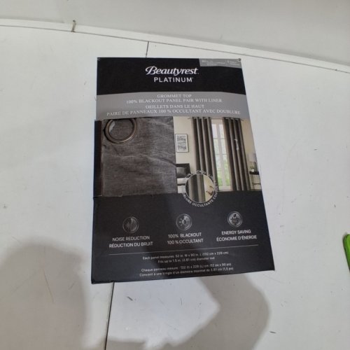 (2 PANELS) BEAUTYREST PLATINUS BLACKOUT GROMMET-TOP CURTAINS - 52" X 90" - GREY - (MODEL: 6595105) image 2