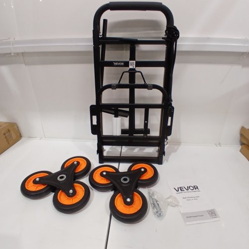 HEAVY-DUTY FOLDING STAIR CLIMBING CART WITH TELESCOPING HANDLE & 6 WHEELS - 220LBS CAP - BLACK / ORANGE (MODEL: KT-2025D) image 2