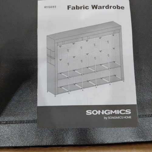 SONGMICS HOME PORTABLE CLOSET WARDROBE ORGANIZER WITH COVER - 83" X 17" X 65" - DARK GREY (MODEL: RYG095) image 5