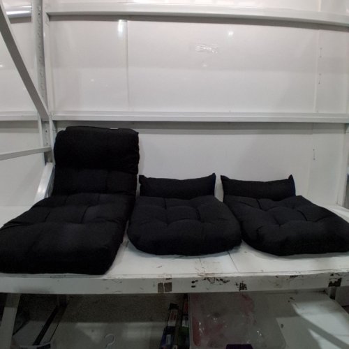 5PC Wicker OUTDOOR RATTAN PATIO CUSHION SET WITH LOVE SEAT CUSHION, 2 U-SHAPE AND 2 LUMBAR PILLOWS - BLACK image 2