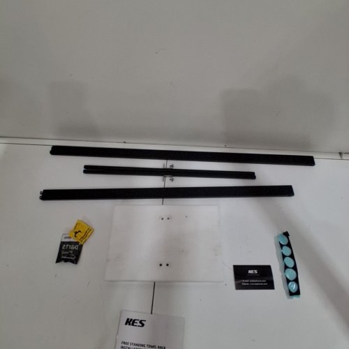 KES 2 TIER FREESTANDING TOWEL RACK WITH MARBLE BASE - 8.2LB BASE - 33" X 10" X 7" - MARBLE WHITE/BLACK (MODEL: BTH217-BK) image 4