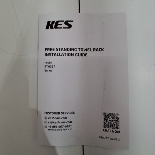 KES 2 TIER FREESTANDING TOWEL RACK WITH MARBLE BASE - 8.2LB BASE - 33" X 10" X 7" - MARBLE WHITE/BLACK (MODEL: BTH217-BK) image 5