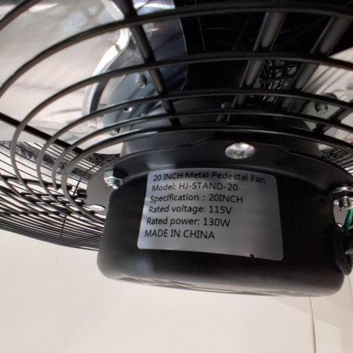 INDUSTRIAL METAL PEDESTAL FAN - 20" - 115 V - 130W - BLACK (MODEL: HJ-STAND-20) image 3