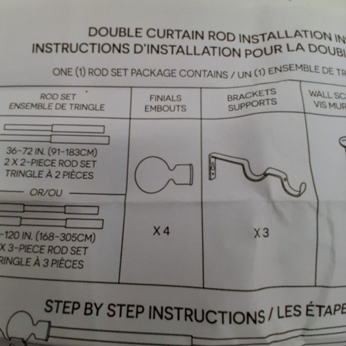 DOUBLE CURTAIN RODS *RODS ONLY* - 66" TO 120" - WHITE (STYLE: ROC 25DSK020-W66) image 4