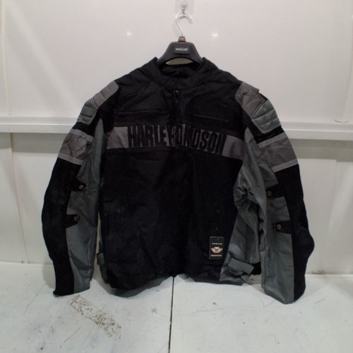 MEN'S HARLEY-DAVIDSON MOTORCYCLE MESH RIDING GEAR JACKET - 6XL - BLACK / GRAY image 2