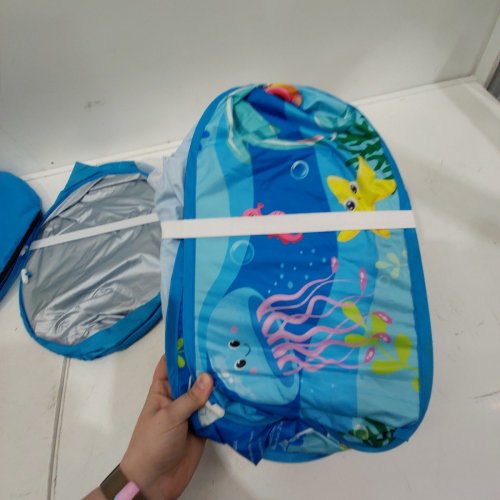 FOLDABLE PORTABLE BABY BEACH TENT POOL WITH CANOPY - 35" X 9" - OCEAN BLUE image 4