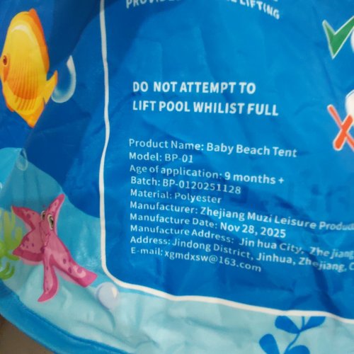 FOLDABLE PORTABLE BABY BEACH TENT POOL WITH CANOPY - 35" X 9" - OCEAN BLUE image 6