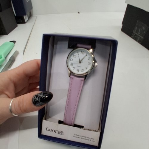 WOMENS GEORGE QUARTZ ANALOG WATCH -28 MM- LAVENDER BAND/ SILVER TONE (STYLE: WCCLS43) image 3