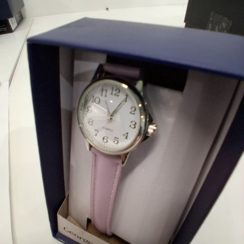 WOMENS GEORGE QUARTZ ANALOG WATCH -28 MM- LAVENDER BAND/ SILVER TONE (STYLE: WCCLS43) image 4