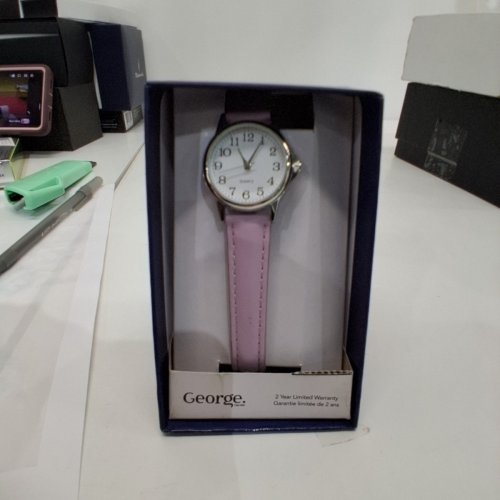WOMENS GEORGE QUARTZ ANALOG WATCH -28 MM- LAVENDER BAND/ SILVER TONE (STYLE: WCCLS43) image 5